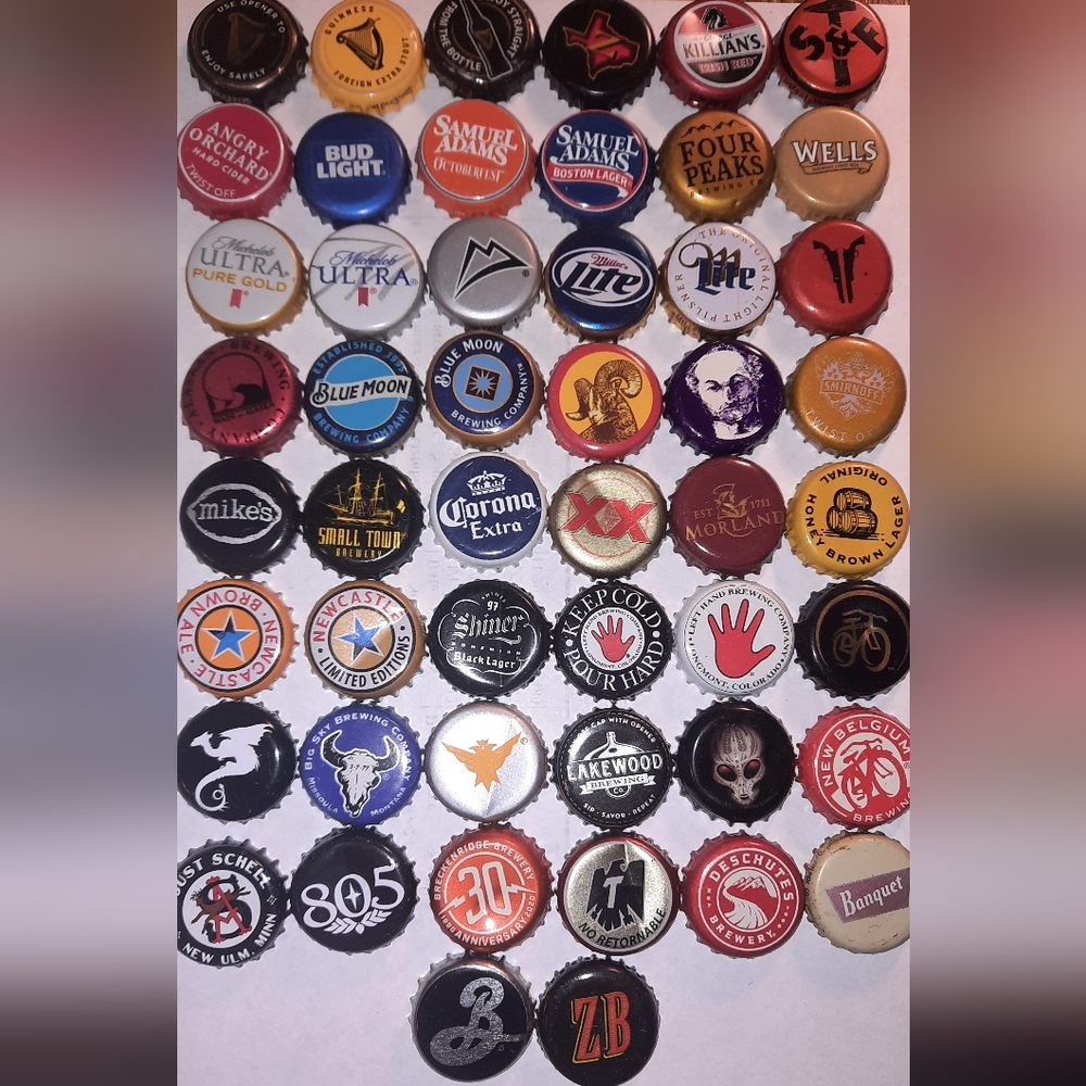 Bag of 50 assorted beer caps For crafts